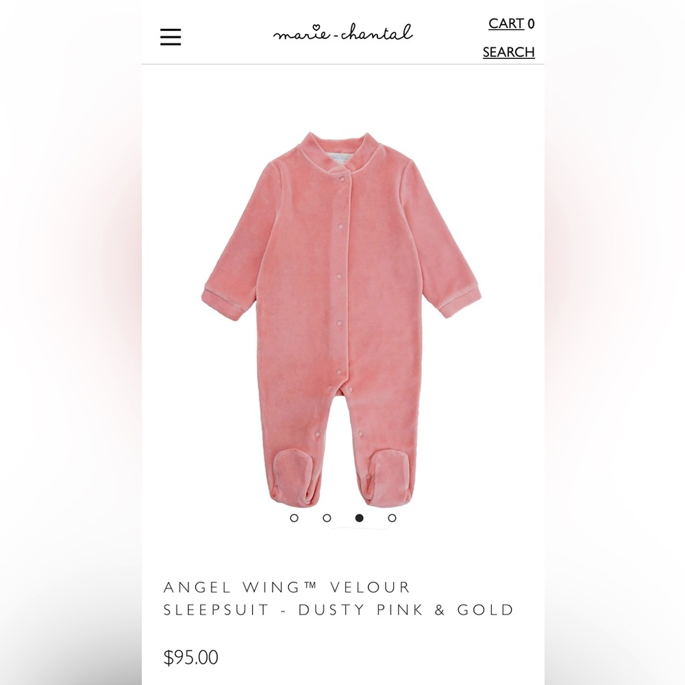 Marie Chantal baby girl's Velour Golden Angel Wing Footie Pajamas
